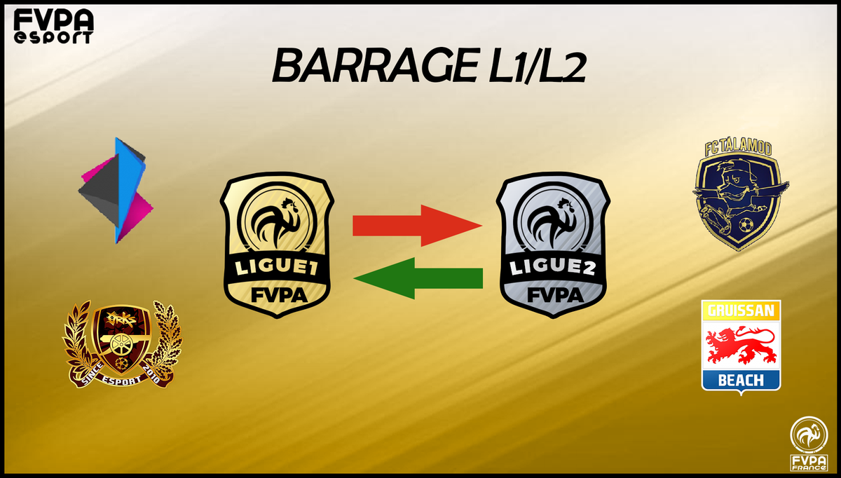 [FR-PS4] Barrages 

C'est en quelque sorte le coup d'envoi officiel de la saison 2.
Nous souhaitons bonne chance aux équipes, qui disputent ce soir, les barrages d'accession aux différentes div 🍀
A l'issue de cette soirée, nous connaitrons les compositions définitives des Ligues