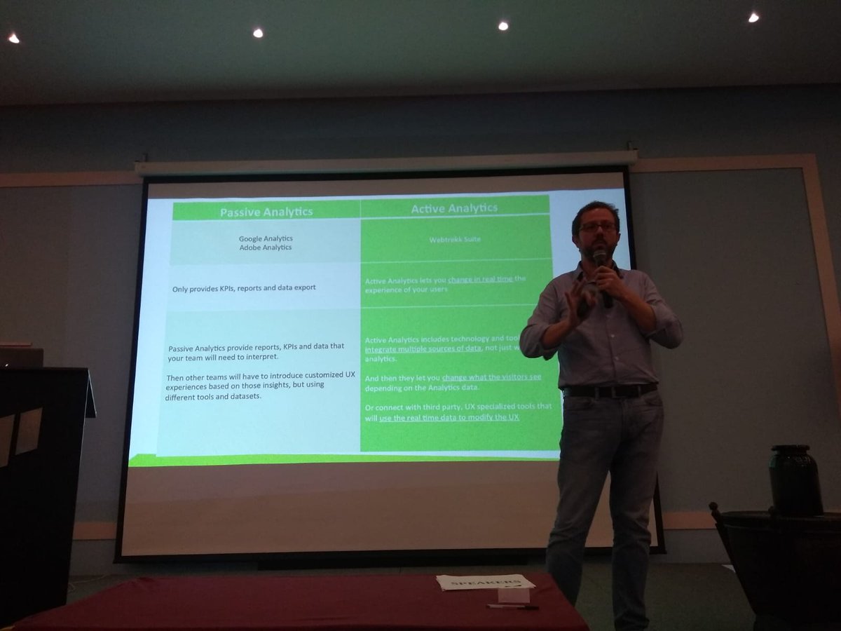 Webtrekk_Espana's tweet image. Our keynote at the #ecommerceconnect has been delightful and full of #ActiveAnalytics. 
Our Managing Director, @dsemprun, has shared our vision of the current #PassiveAnalytics scenario and how companies can take full advantage of #WebtrekkSuite to boost their #UX and #CRO.