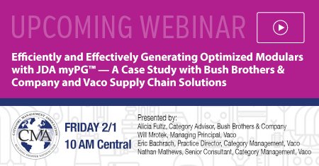 Join us Friday 2/01 for our second HUGE webinar of the week! Tomorrow <a href="/VacoSupplyChain/">Vaco Supply Chain</a> and <a href="/BushsBeans/">Bush’s Beans</a> will be walking us through a case study on creating store-specific modulars with JDA myPG. Register now: bit.ly/2MwNZ2O