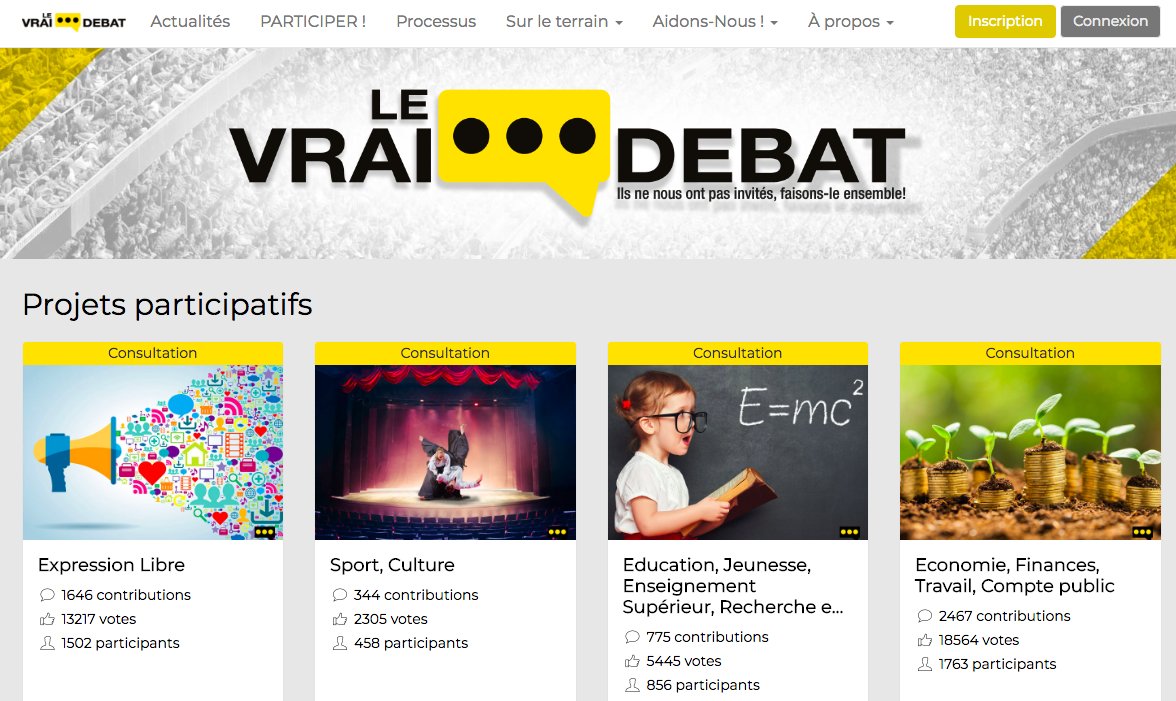 .<a href="/Le_VraiDebat/">Le Vrai Débat 💬</a> : la nouvelle plateforme numérique des #GiletsJaunes pour recueillir les doléances des citoyens. Un site qui se veut transparent et démocratiques pour faire émerger des propositions concrètes. 
Un reportage à écouter sur Radio Parleur radioparleur.net/2019/01/31/vra…