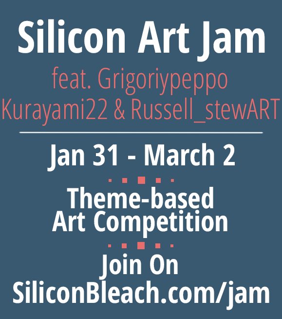 SiliconBleach's tweet photo. Silicon Art Jam is now LIVE. Come join the competition and win prizes learn grow and have a good time @GrigoriyPeppo @Kurayami_twitch @Russell_Stew4RT https://t.co/qpllnN3Wl3