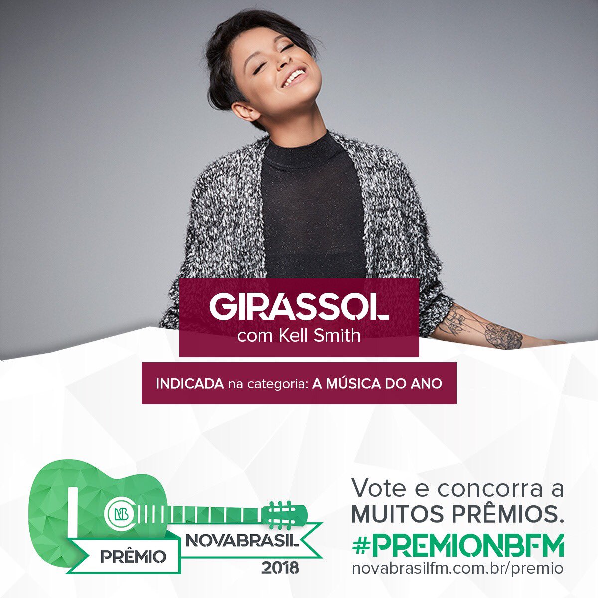 MeuLugarFC's tweet image. #FevereiroChegandoEEu Votando na música Girassol de @Kellsmith para ganhar como música do ano de 2018 no Prêmio Nova Brasil. Vamos votar? Se cadastrem no link e votem novabrasilfm.com.br/premio  #PrêmioNovaBrasil #KellSmith