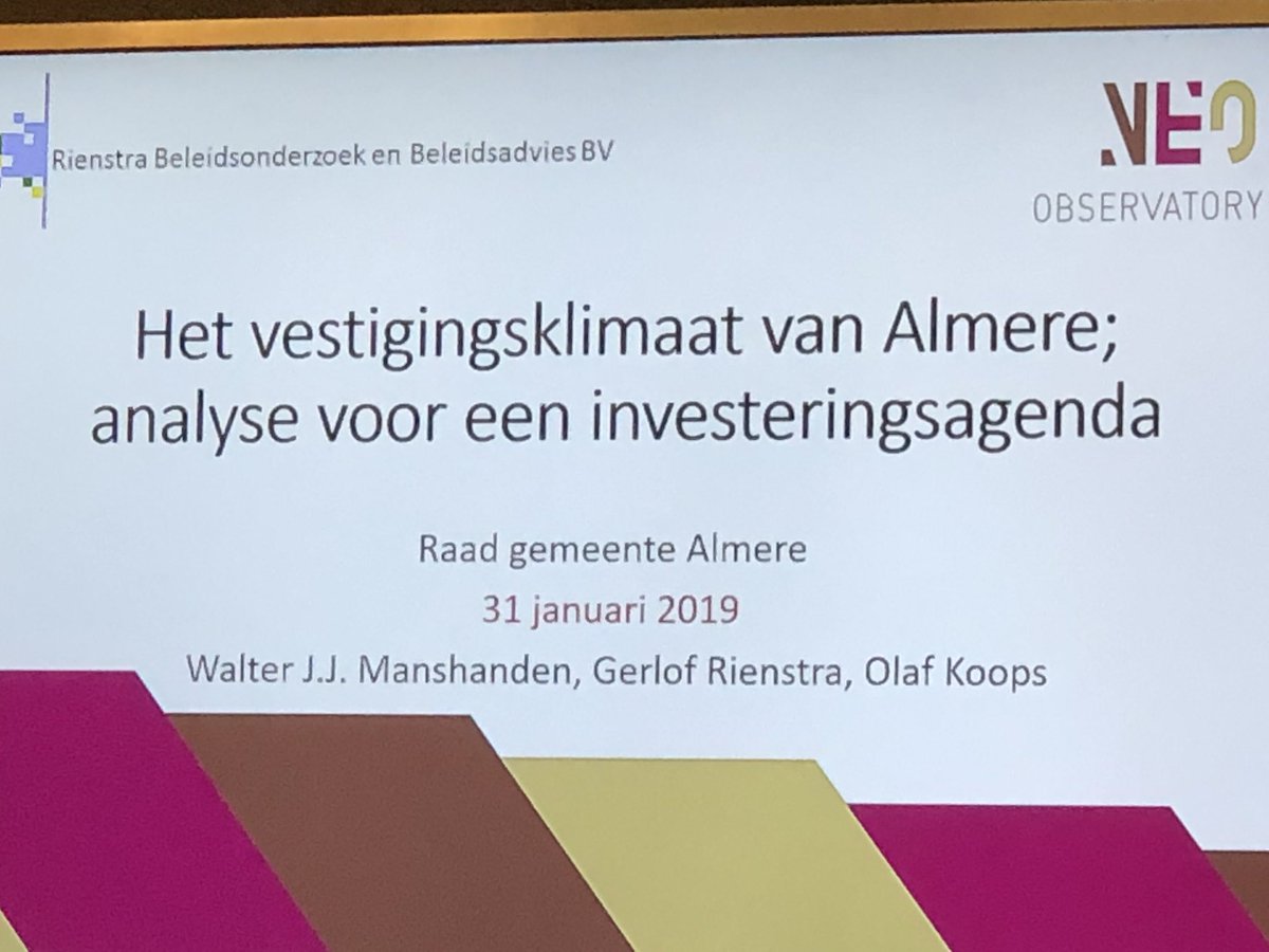 Interessante bespiegeling gehad van Dr. Manshanden over het vestigingsklimaat van Almere.