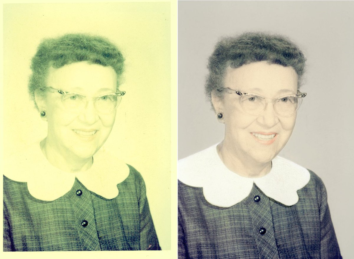 Mr. Fair from Colorado needed his Grandma looking a little better for  the house portrait wall. Here is a before/after of the restoration work  completed at Taos Print. Happy Grandma Anna!
If you or your family need some restoration work on old photos, give us a call!