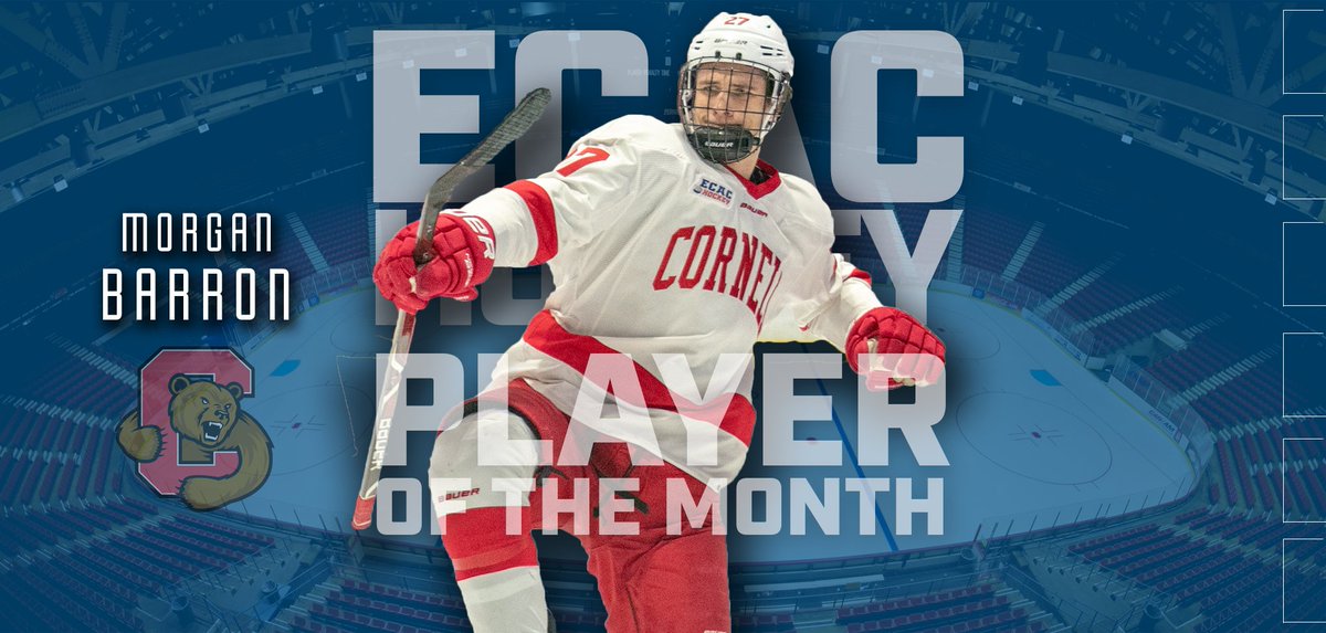 The #ECACHockey men's player of the month led the league in scoring this month, recording 13 points (4G, 9A).

He led @CUBigRedHockey to a 6-1-1 mark in January, registering multiple points for five straight games between January 5-19.

Congratulations, Morgan Barron!