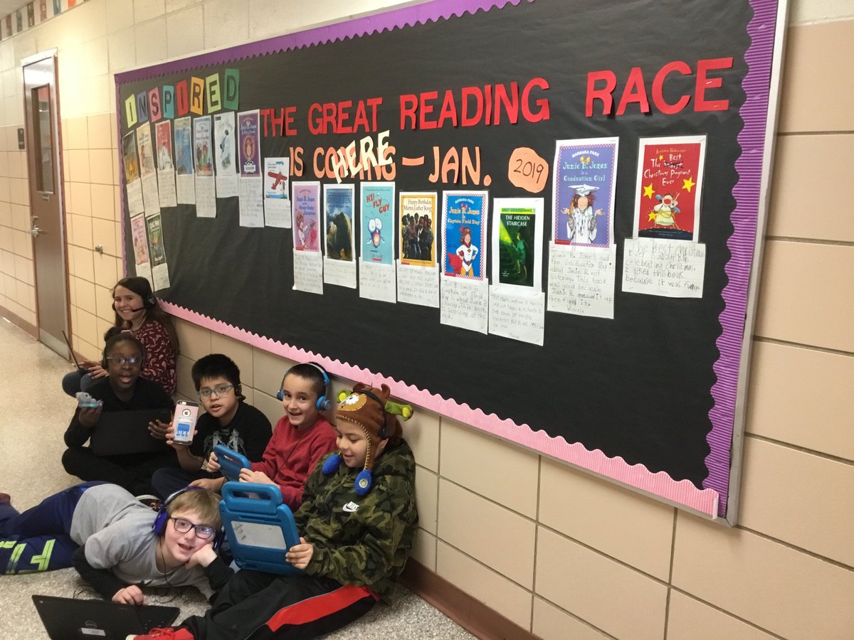 jjcbwluvs2teach's tweet photo. Inspired to read.  Our school is 16th in the Great Reading Race#shelfie#GRG19@Learning_Ally https://t.co/Gy5HTLVtFM