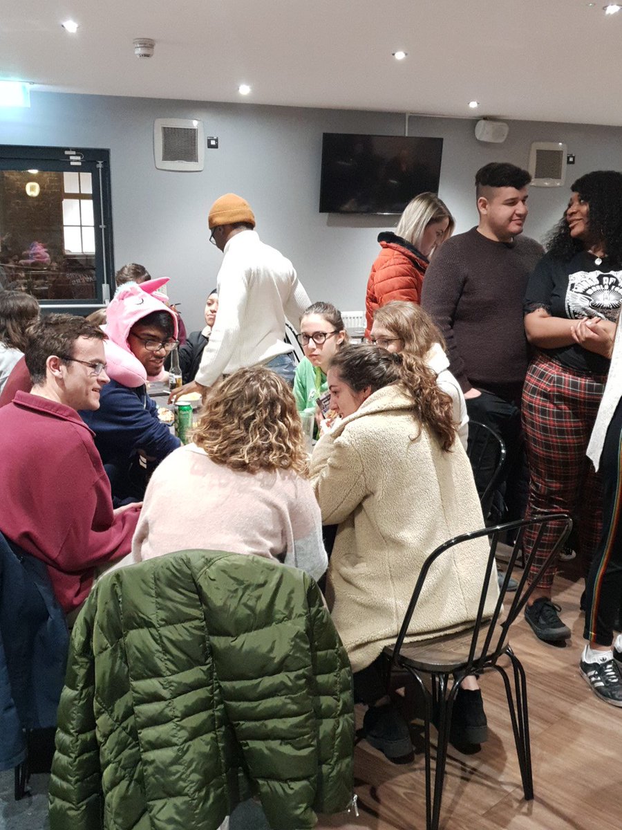 DerbyUnion's tweet photo. Students LOVING the curry at 67 Bridge Street tonight. An awesome way to say bye bye January 👋 #derbyunion #derbyuni #welcomesocial #curryandaquiz https://t.co/r280MNJYoc
