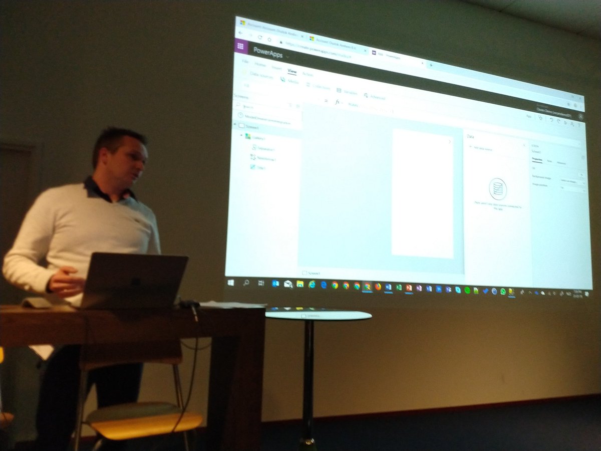 jstutterheim's tweet photo. Building Canvas PowerApps as #Dynamics365 consultant for data integration during the @CEProNL meetup https://t.co/gpF0bCddNU