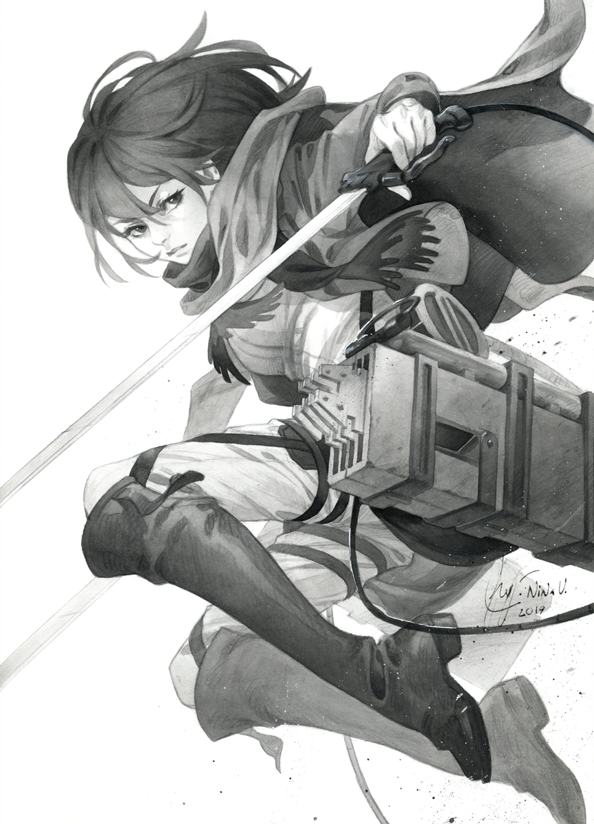 Revived a good old scanner today, so now I can do better scans) Scanned Mikasa commission⚔️⚔️