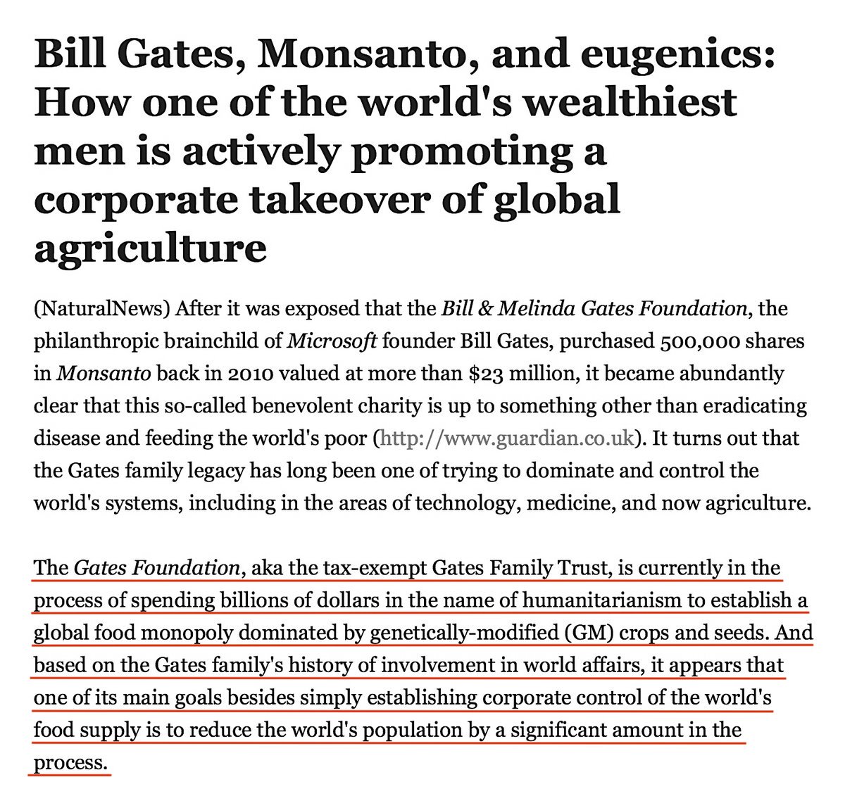 What's The Agenda?Create A Monopolistic System Of World Control In Every Area Of Human Life. Vaccines, Pharmaceuticals, GMOs, Reproductive Control, Weather Manipulation, Global Warming, And More. https://www.naturalnews.com/035105_Bill_Gates_Monsanto_eugenics.html #QAnon  #Gates  #UN2030  @potus