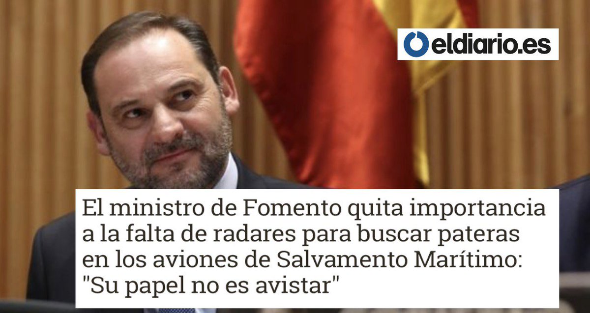 Sr. <a href="/abalosmeco/">EN EL NOMBRE DE ÁBALOS</a>: cuando alertamos a Salvamento Marítimo de personas naufragando, los radares de sus aviones son la clave para encontrarles vivos o muertos. No se puede abandonar la vida de nadie. Ni la de quienes migran en patera.