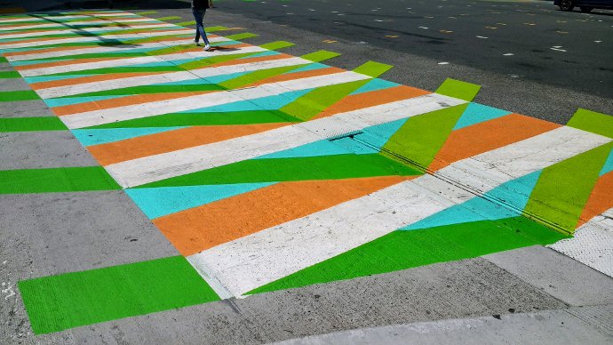 LADOTPeopleSt's tweet photo. Do you want to bring a more lively pedestrian experience to your neighborhood? Apply or let us know if a location for a decorative crosswalk! Decorative crosswalks grabs attention of drivers and activates public space. The deadline to apply is Friday, Feb. 8th! https://t.co/uVGn2w0ny7