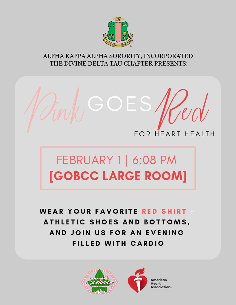 Only one day away! ✨ Wear your favorite red shirt, and prepare for a workout! #PinkGoesRed #AKA1908 💕❤️