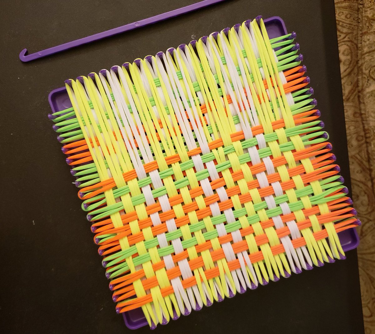 cosmickris1234's tweet image. My fiance&apos;s daughter has been working hard on making a potholder purse with her loom today. #potholderloom #loomweaving #kidcraft