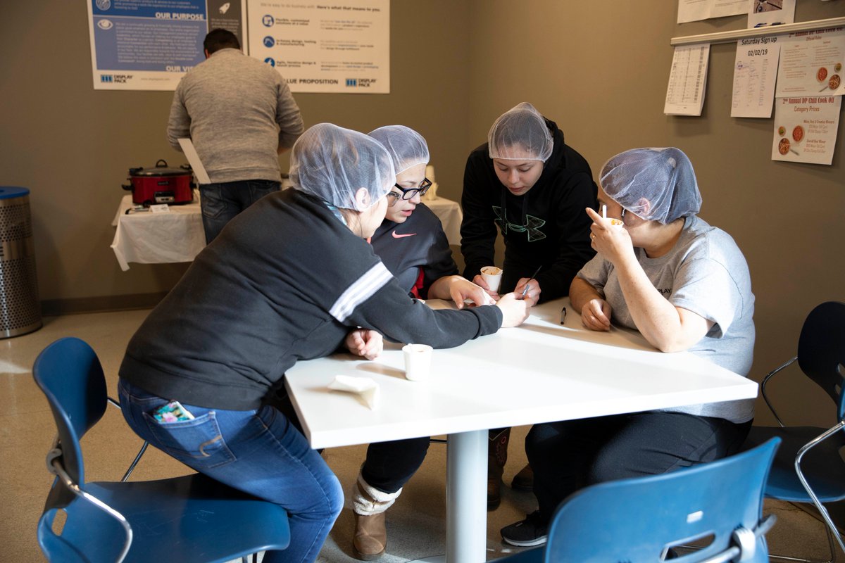 display_pack's tweet photo. Our team is warming up with our 2nd Annual Chili Cook-Off event today. These team members are focusing hard on filling out the ballots that will determine which of the 21 participating Display Pack chefs will win the title of "2019 Chili Cook-Off Winner". May the best chili win! https://t.co/oYig832lvk