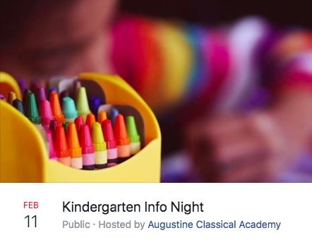 Gearing up for Kindergarten Information Night? Join us on 2/11 at 7 PM, and get an extensive look at our kindergarten curriculum, get a view of a typical day in the life of an ACA kindergartener, plus Q&amp;A and more. Sign up here! augustineclassical.org/rsvp-kinder-ni… #AugustineClassical