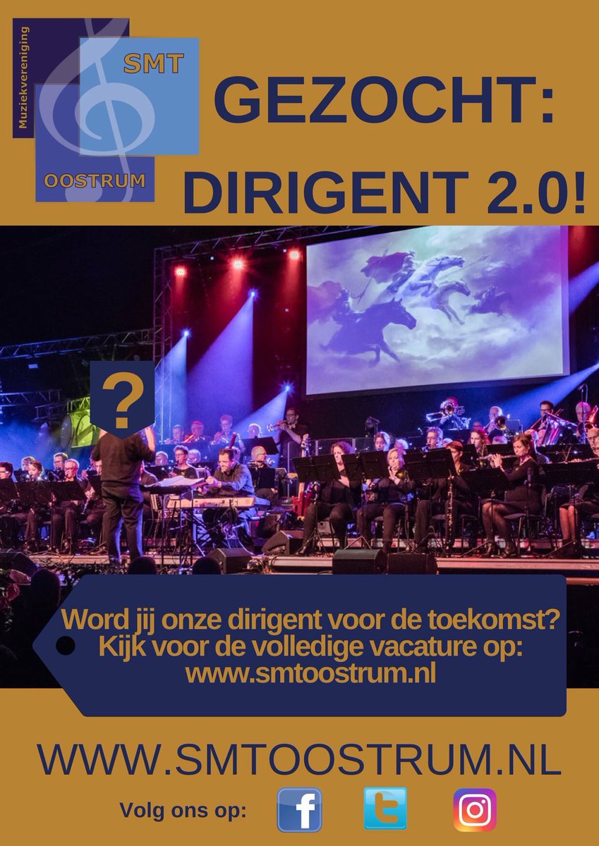 Gezocht dirigent 2.0! Voor de volledige vacature kijk je op: smtoostrum.nl/uploads/1/3/6/…