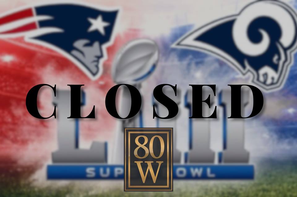 After our #SundayBrunch from 11-2pm, we'll be closing our doors for the #SuperBowl so that we can scream at our TVs from home. Or catch the new episode of True Detective, or file our nails, or bake a cake... Depends on who you ask. Don't worry- we'll open back up on Monday!