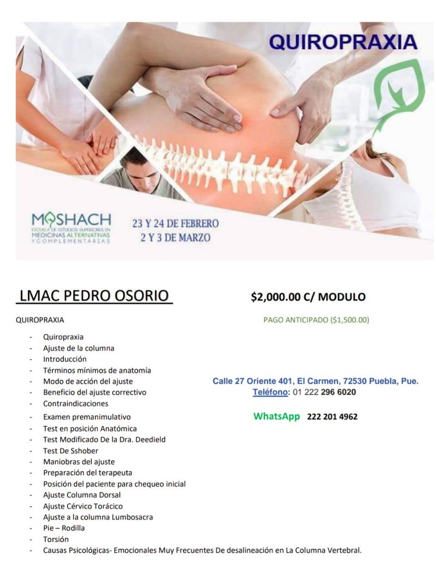 EscuelaMedicina's tweet photo. #Mashach #EXPERIENCIASDEVIDA #QUIROPRAXIA #Puebla #Marketing #RedesSociales https://t.co/I1yc9fpni2