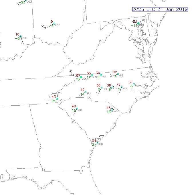 SpencerWeather's tweet image. That’s it! The temperatures went indoors to warm up. NC you guys are on duty and a couple of hardcore stations in OH and IN still in the game ... SC just waking up. #TooCold #DataError