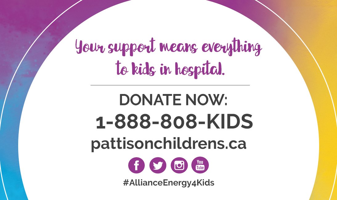 Keep it up! Every tweet/retweet #AllianceEnergy4Kids we will donate $5 to <a href="/PattisonKids/">Jim Pattison Children's Hospital Foundation</a>