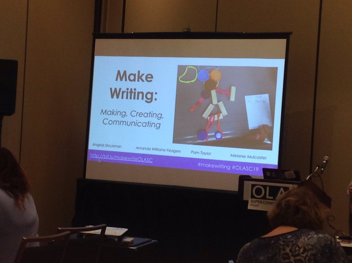 Thanks to @the_mulc @glitterqn15 @AngelaStockman and @TayloredInquiry for an amazing session today at #OLASC! You are all so inspiring! #makewriting