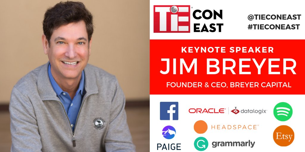 Announcing the 1st #TiECONeast2019 keynote- Jim Breyer, Founder &amp; CEO of #BreyerCapital- Investor in <a href="/facebook/">Facebook</a>,<a href="/Etsy/">Etsy</a>,<a href="/Spotify/">Spotify</a> and <a href="/paige_ai/">Paige</a>. Join us on 5/7 to hear how a great investor thinks about the strategic power of #AI to transform business and life. bit.ly/2Cnnl81