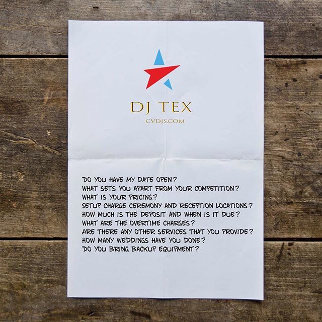 DJTeX_CVDJS's tweet photo. Questions to ask when vendor shopping. Let’s chat and let’s dance #weddingbells #weddingdj #weddingplanning #weddingplanner #iowa #cedarrapids #cedarfalls #cvdjs #waterloo #bestdj #weddingday #bride #groom #newlyengaged https://t.co/gjwiCVZdB0 https://t.co/NUkFg68ZTo
