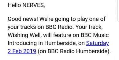 GOOD NEWS!

Wishing Well is going to be played on BBC Radio Humberside, this Saturday! Tune on from 8pm to catch <a href="/BBCIntroHumber/">BBC Music Introducing Humberside</a>!

Thank you for all the support!!!