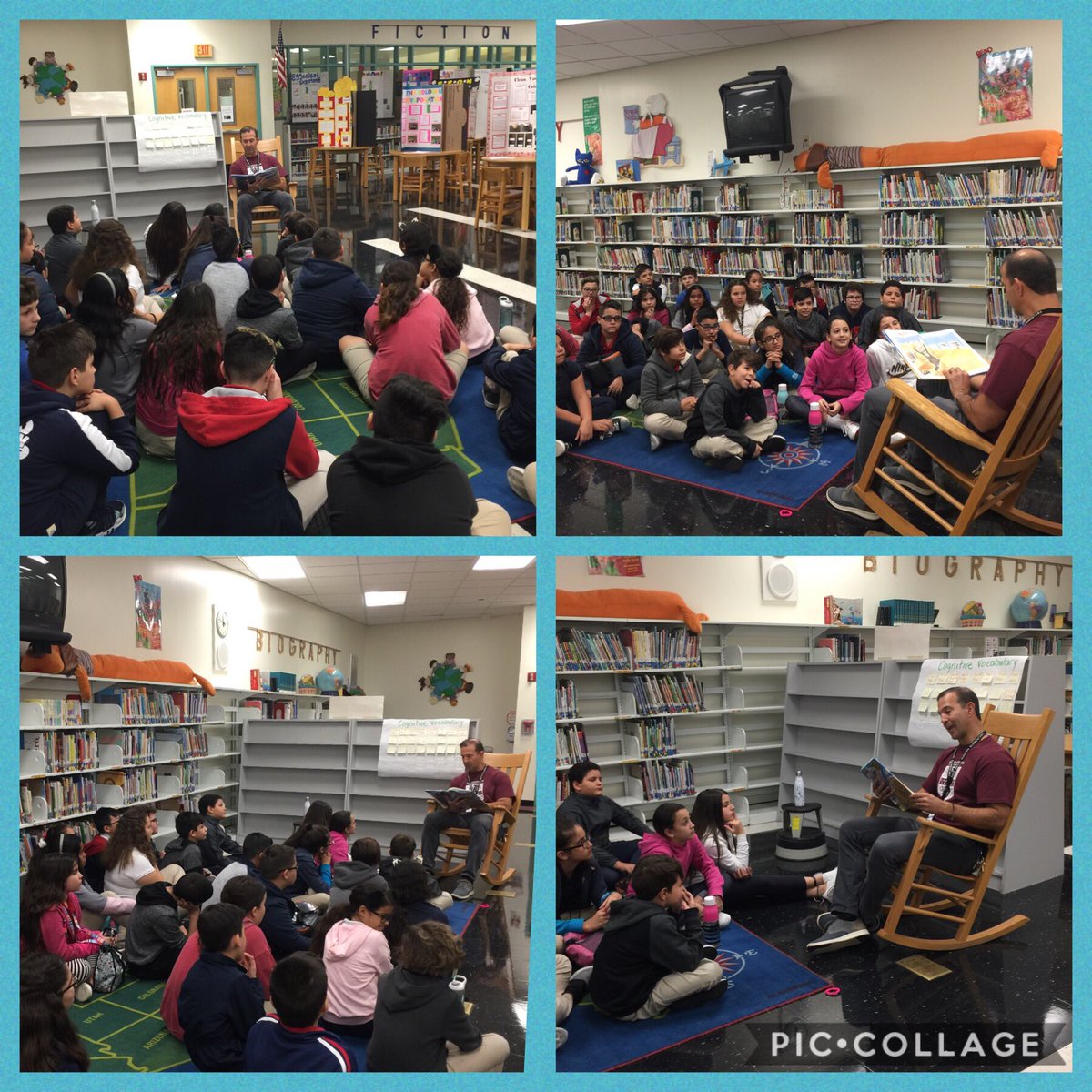 ZNHElem's tweet photo. ZNH’s Assistant Principal, Mr. Gonzalez continues “Spreading Literacy” reading to the 5th graders for Literacy week. @mdcps_ela @miamisup @miamicao @Christo33028829 @miamiacademics #leadersread #readingwall https://t.co/3FnDMrAGsl