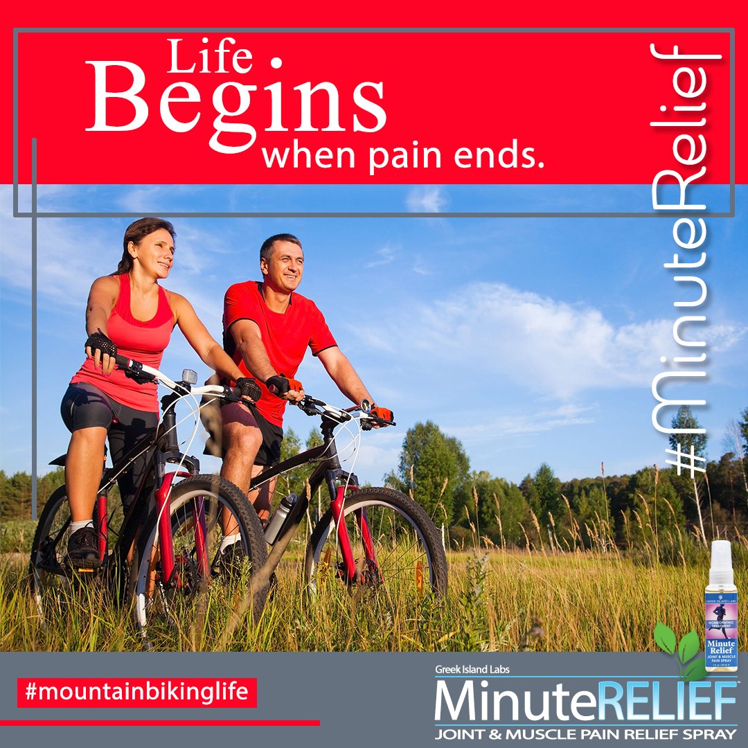 MinuteRelief's tweet photo. Life Begins When Pain Ends...so don’t let Pain keep you down. Get out and experience life and do all those things you set out to do on your #bucketlist and keep those #newyearsresolutions 

#minuterelief #soremuscles #mtnbiking #livelifetothefullest #greekislandlabs https://t.co/0a0jDiFkiN