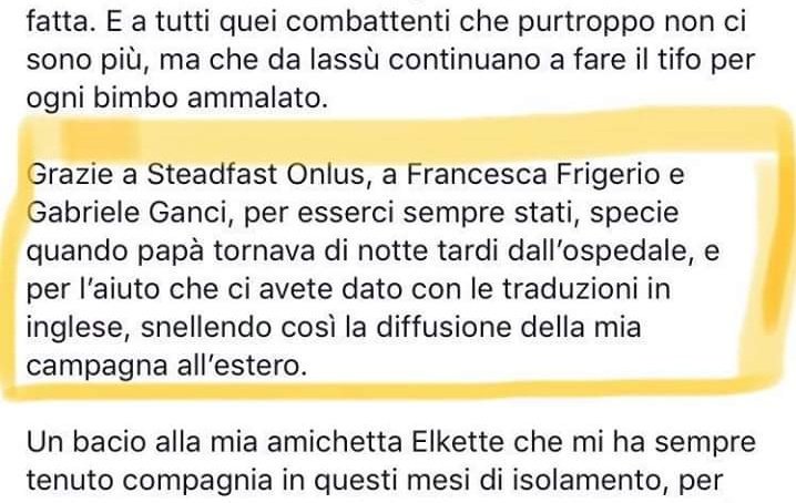 Steadfast Onlus Thank You Steadfast To Francesca And Gabriele Ganci To Always Be There Especially When Daddy Was Coming Back Late In The Night From The Hospital Read More Leggi