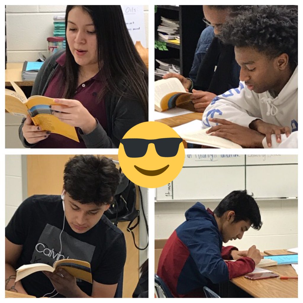 washedupOBX's tweet photo. Thatβs some engaged reading going on at TDHS. It might have been the donut holes that kept up the energy. @GoTDKnights @td_english @Emily_Stains413 #thanksduncan https://t.co/TSbE9lDQnA