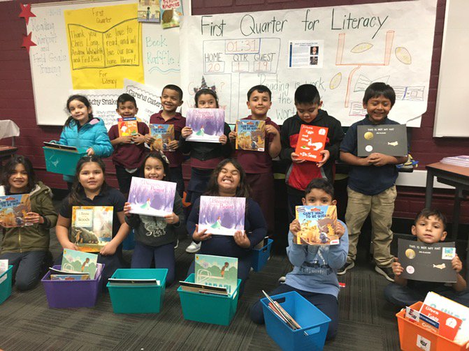 Marloleon13's tweet photo. Celebrating First Quarter for Literacy Week! Thank you for their libraries@awhitworth77 @RamsNFL @Eagles @FirstBook https://t.co/OGrNUwlQV6