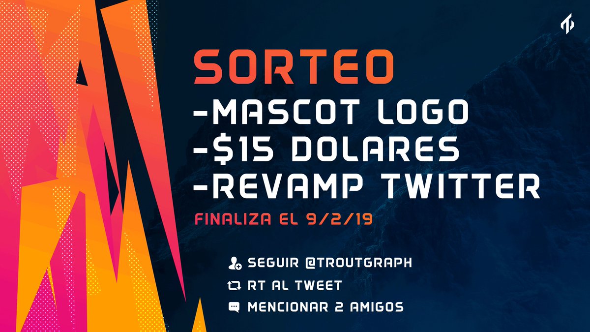 ¡NUEVO SORTEO! #CreateYourself

💲15 dólares vía Paypal
👉 1 Mascot Logo Esports
👉 1 Full Revamp Twitter

🔃 Dar RT al Tweet
➡️ Follow/Seguir <a href="/TroutGraph/">Trout</a>
➡️ Mencionar 2 amigos

Finaliza el 9 de febrero del 2019

¡Mucha suerte a todos!