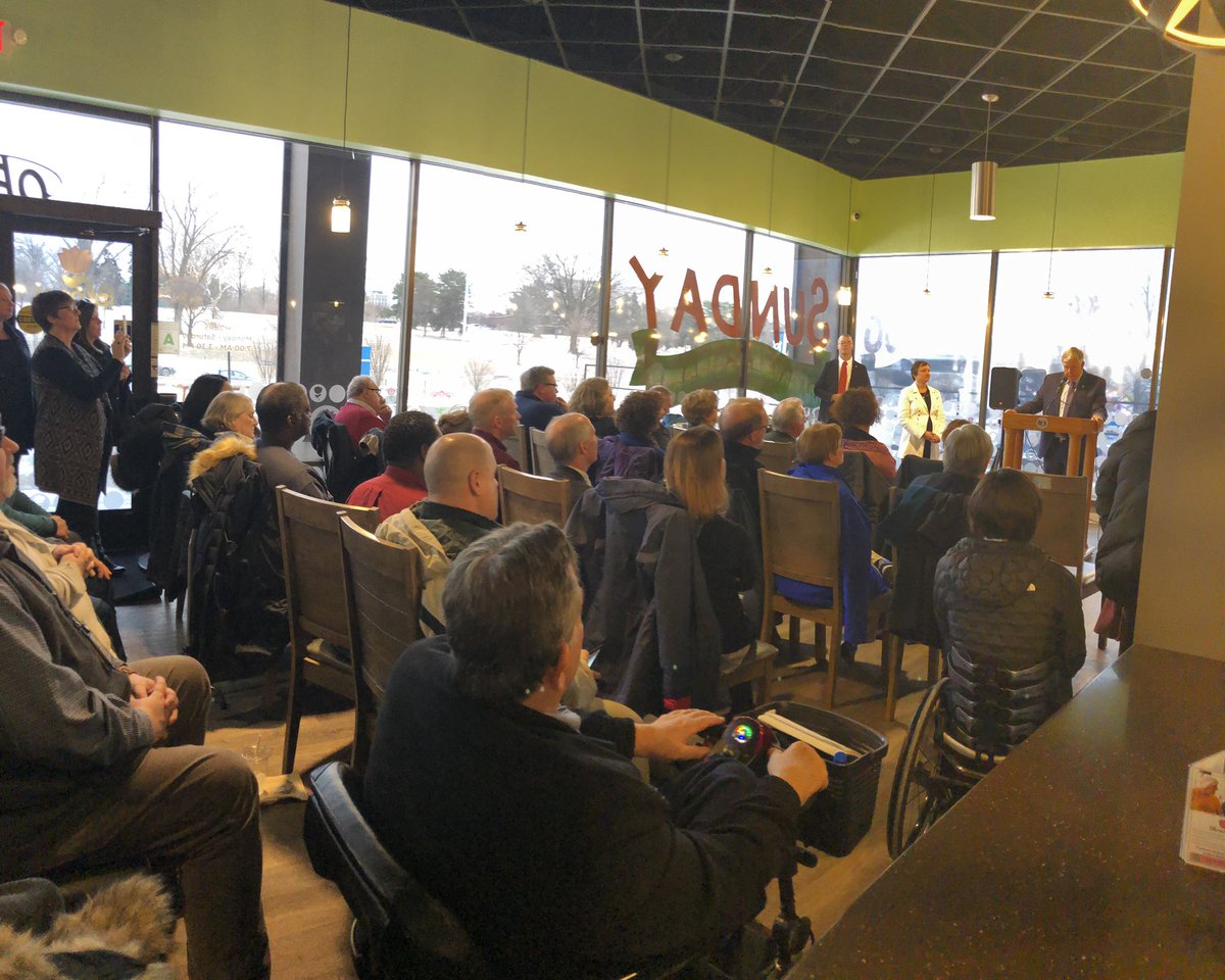 Cathy Brown (@cathy__brown) on Twitter photo To a packed house at <a href="/meetatthebloom/">Bloom Café</a> @GovParsonMO announces MO will be a mode employer for workforce inclusion!! To a packed house at <a href="/meetatthebloom/">Bloom Café</a> @GovParsonMO announces MO will be a mode employer for workforce inclusion!!