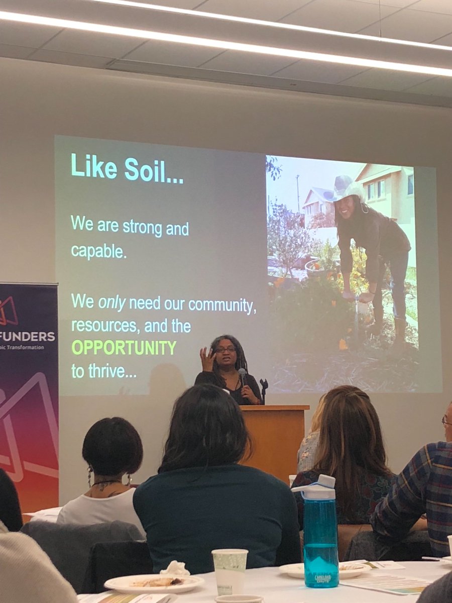 thelibrafound's tweet image. “Like soil, we are strong &amp;amp; capable. We only need our community, resources, &amp;amp; the opportunity to thrive.” Always so meaningful &amp;amp; emotional to hear @doriarobinson of @CooperationRich &amp;amp; @UrbanTilth speak about the incredible work supporting self determination &amp;amp; power building.