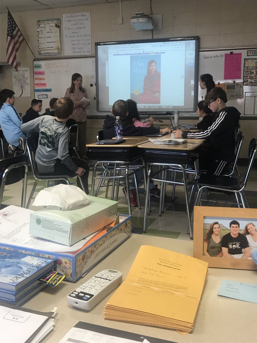 stacey_arzt's tweet image. I’m thrilled I stumbled upon this great experience in fifth grade today where I learned all about @Malala with @marcizane! #peacesignsproject #sparkempathy #web4me