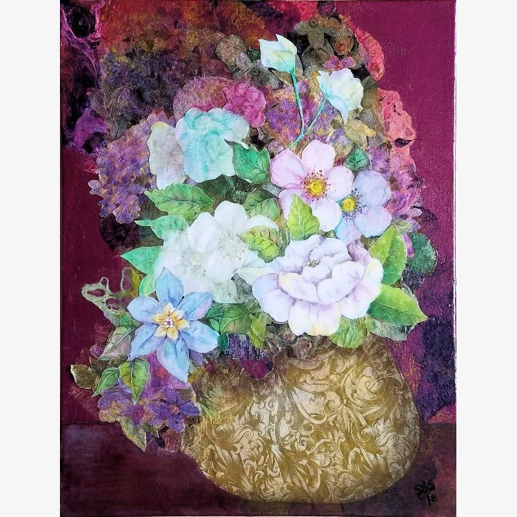 StudioPashnada's tweet photo. View no.173 

mixed-media on gallery wrapped canvas using acrylics, paper collage, pan pastels &amp; watercolor 

measures 11″h x 14″w x 1.5″deep 

available at https://t.co/lrrcJO0mMK 
#Collage 
#CollageArtist 
#MixedMedia 
#MixedMediaArt 
#MixedMediaArtist https://t.co/NUeCJEV9eY