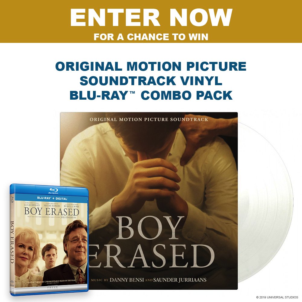 Enter for a chance to bring home your very own copy of the Boy Erased soundtrack, a “Choose Love” Giving Key and of course a copy of the film. uni.pictures/BoyErasedSweeps

No. Pur. Nec. Ends 2/15/19. Canada (excluding Quebec) and 50 U.S. &amp; D.C., 18+. Rules: uni.pictures/BoyErasedSweeps.
