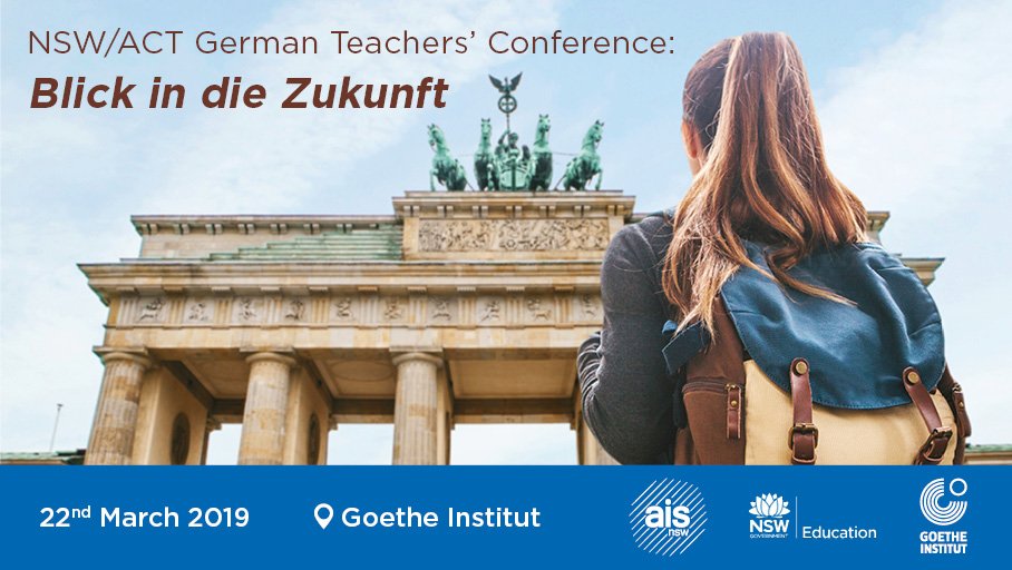 merrylwahlin's tweet photo. NSW/ACT German Teachers' Conference - 22 March. Join colleagues for German specific accredited PL. Details: https://t.co/FEHpZWhG6c
@AISNSWLanguages @GI_Australien @LanguagesNSW #19GerConf https://t.co/idm6lgVMPe