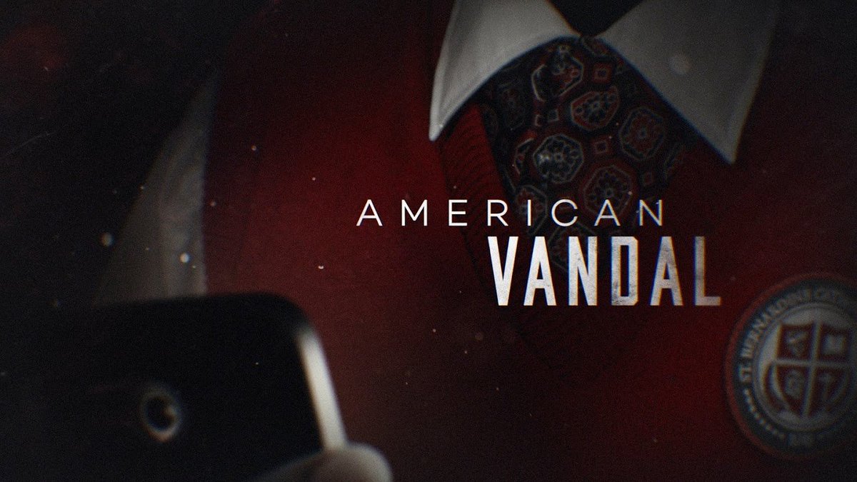 digitalkitchen's tweet photo. For @Netflix’s original series @AmericanVandal, DK satirized the visual tropes of crime docs w/ a main title that balances gritty noir with WTF moments announcing the show’s deeply tongue-in-cheek tone. Take a BTS look at some of our original style frames right here!
#dkla https://t.co/0adQ9OL7td