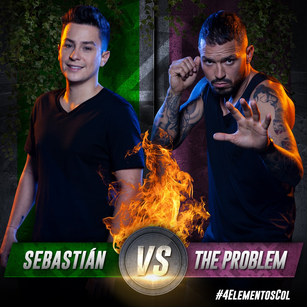 4ElementosCOL's tweet photo. ¡Ahora el enfrentamiento será por la aldea! @sebastian_vega1 y @TheProblemMMA se vuelven a encontrar, ¿quién será el vencedor? Vota usando #YoConSebastian o #YoConTheProblem y no te pierdas este duelo que comienza en una hora por @CanalRCN. https://t.co/cFGMHavgat