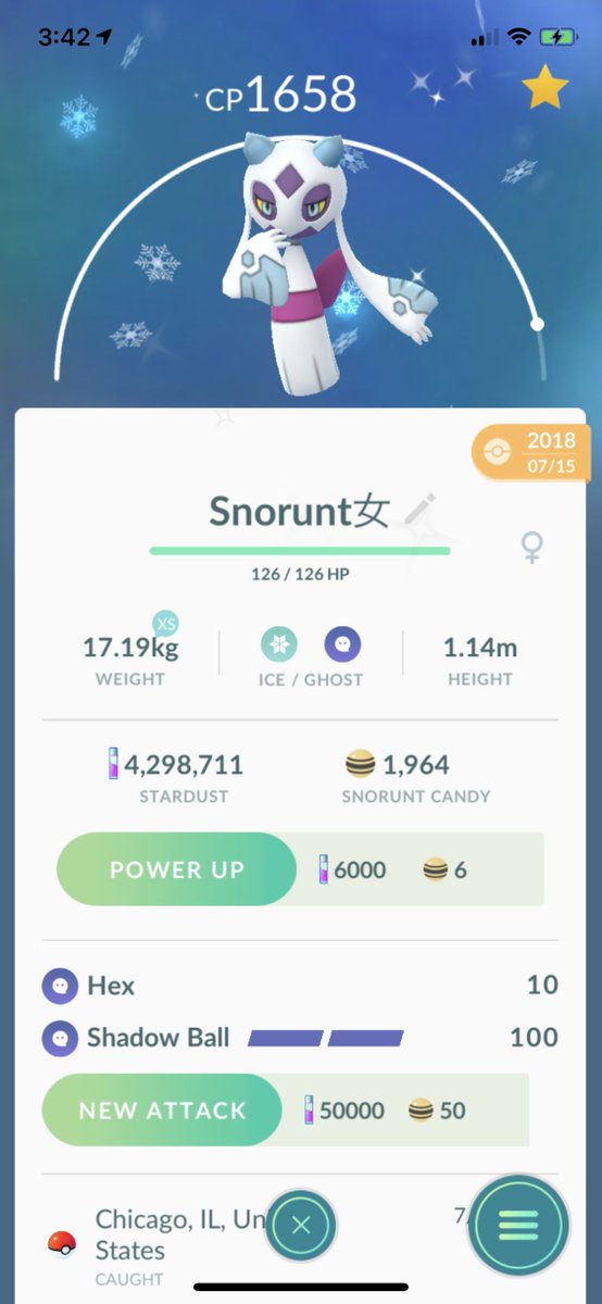 See description Shiny Female Snorunt Pokémon GO 