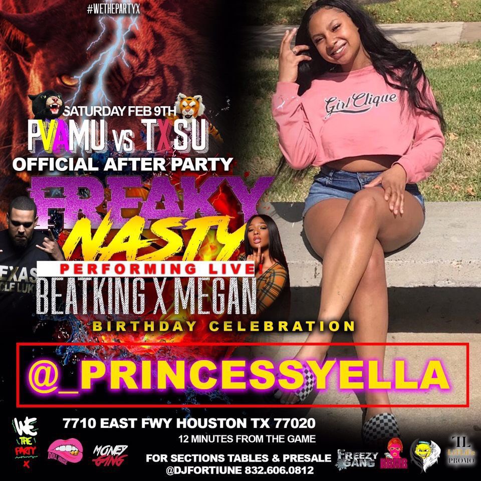_Alazae's tweet photo. 📍Aye man say man it’s gone be some real #FreakyNasty shit Feb 9th
The official Pv vs TXSU after party ft @MegTheeStallion and @BEATKINGKONG 
Me and the gang #LiTLiFe will be in attendance...Get your pre sales NOW!! https://t.co/XDm2p8bVq2