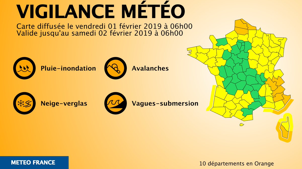 VigiMeteoFrance's tweet image. 🔶 10 dpts en #vigilanceOrange

Restez informés sur vigilance.meteofrance.com