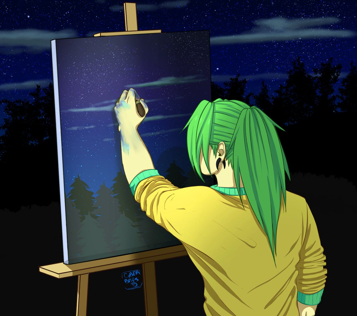cazraels's tweet photo. I finally finished something~
Never drawn Milo painting and it's one of his fave things to do so you know I had to π
#digitalart #originalcharacter #stars #artception https://t.co/p5TYYgJMm5