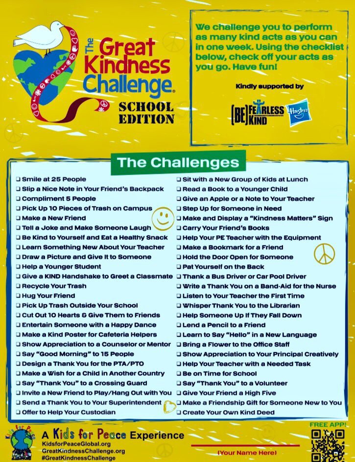 WISCounselors's tweet photo. Tomorrow is Day 5 of the #TheGreatKindnessChallenge...how many acts of kindness have you completed this week? 👀. It’s been great to see our students join in on the challenges and activities!🥰🥰#KleinISD #culture4caring @WunderlichKISD https://t.co/xs8P8fzhPW