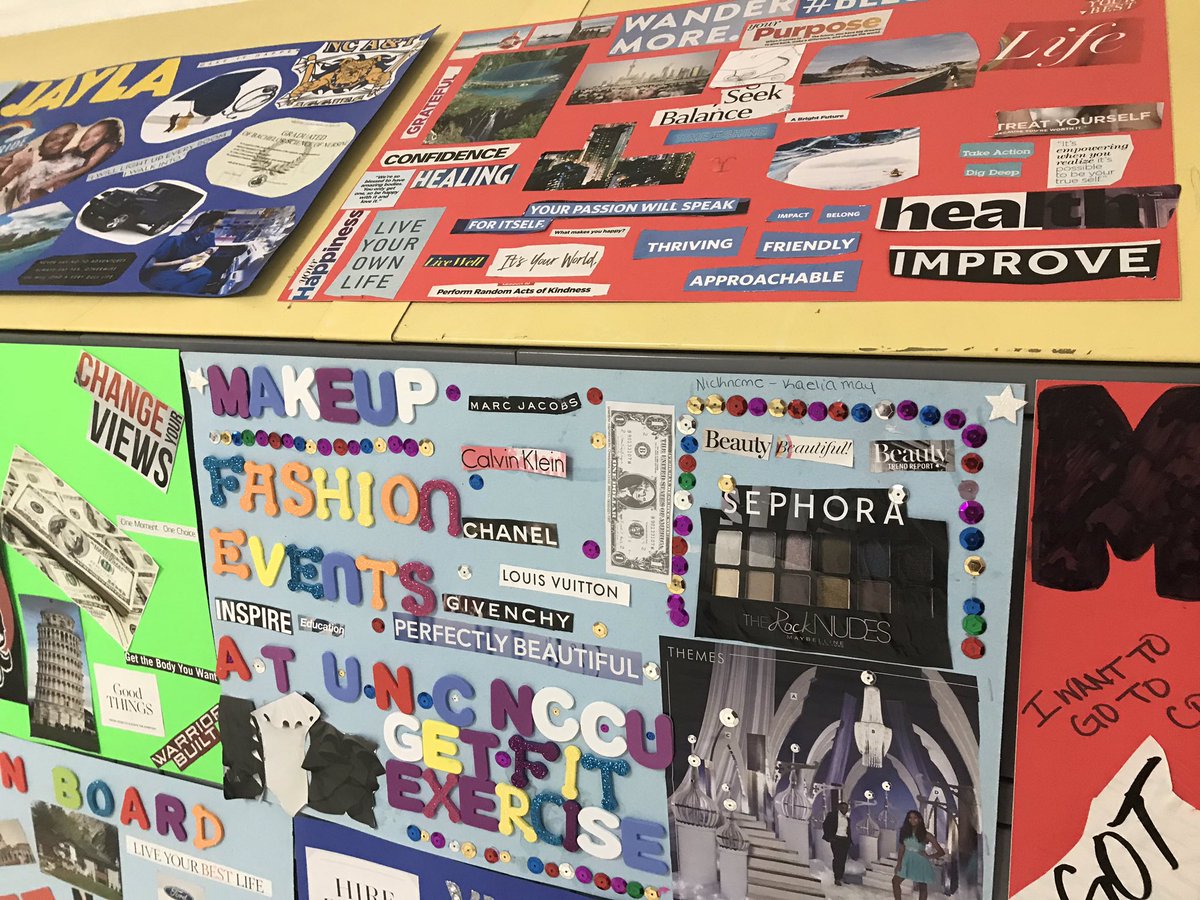 abrown_audrey's tweet photo. Personal Finance students did a great job with their Vision Boards. Shout out to Ms. Cusaac for her Visin Board Party Last year.#vcscte #VCHSVipers #VANCECoProud https://t.co/df1xW18tRt