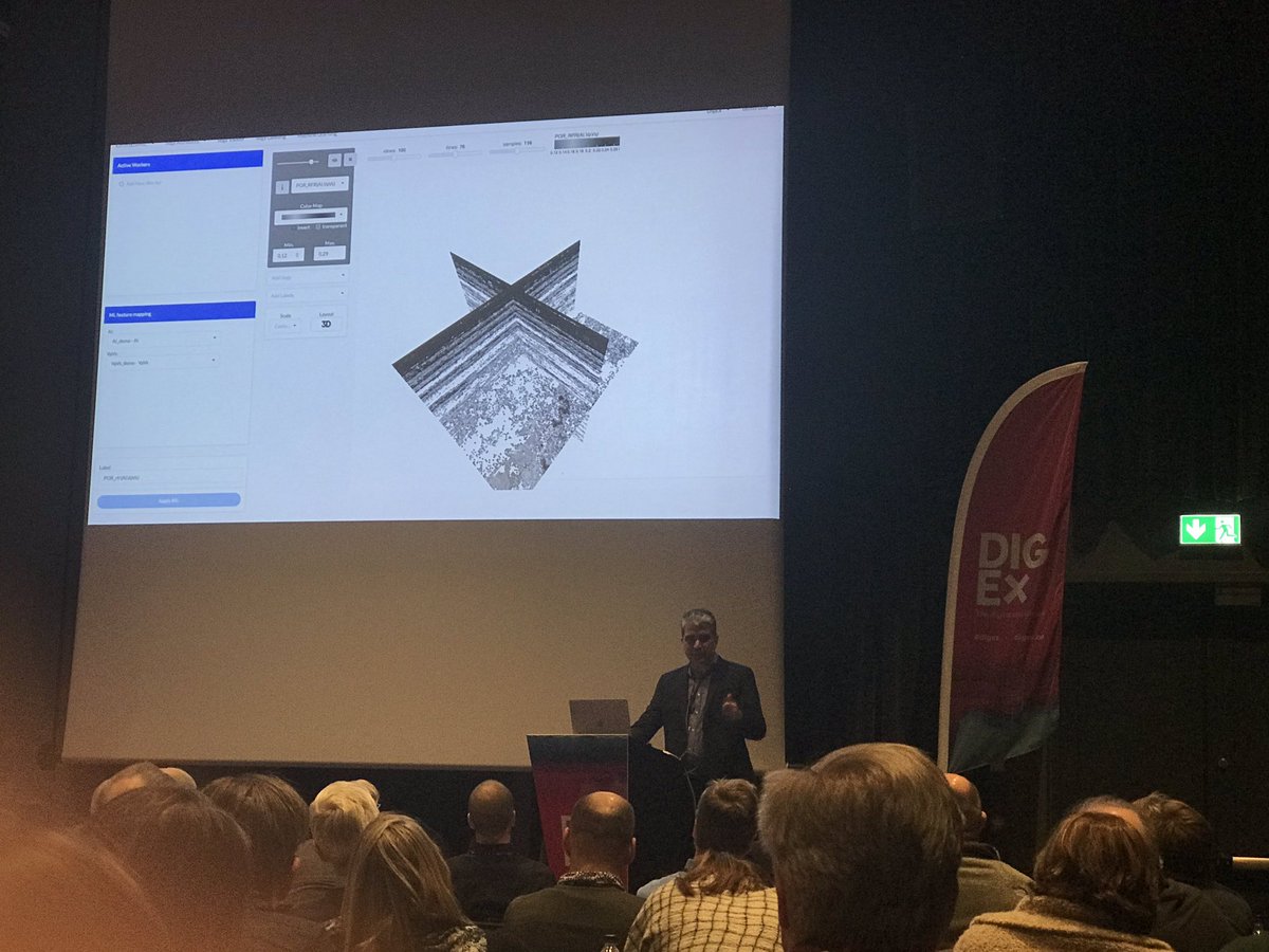 Larseneirik's tweet photo. @OikonomouDimi Demonstrating EarthNET live on stage at #DigEx2019. From core and wireline logs to seismic and rock-property cubes in the browser. #CloudComputing https://t.co/Kf5IqA34Tq